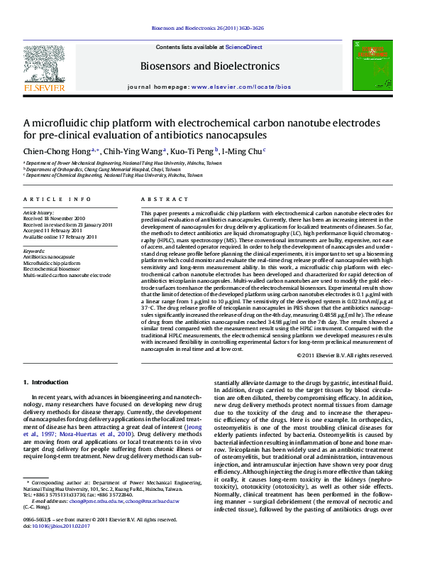 (PDF) A microfluidic chip platform with electrochemical carbon nanotube ...