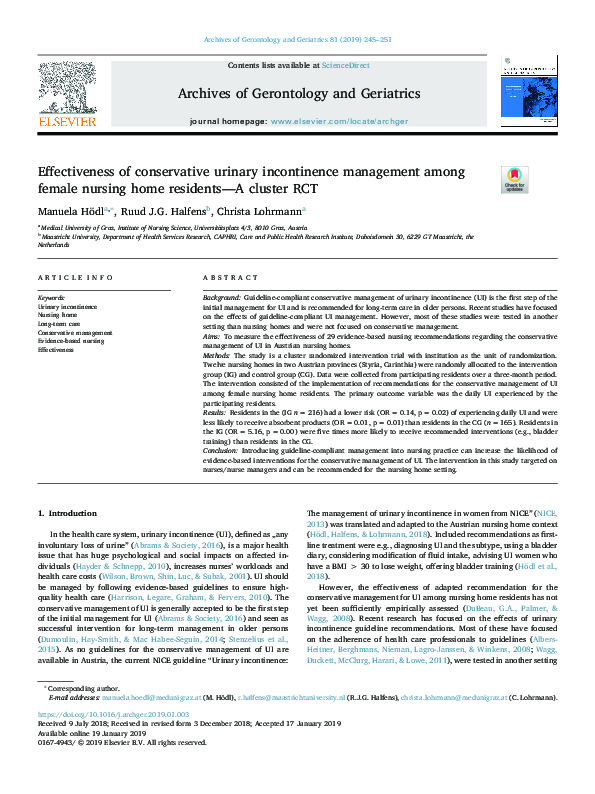 (PDF) Effectiveness of conservative urinary incontinence management ...