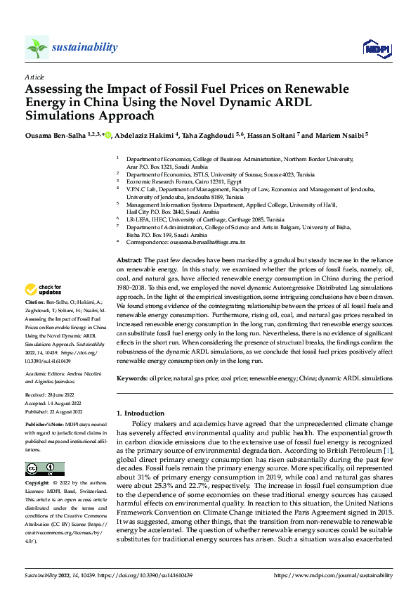 (PDF) Assessing the Impact of Fossil Fuel Prices on Renewable Energy in ...