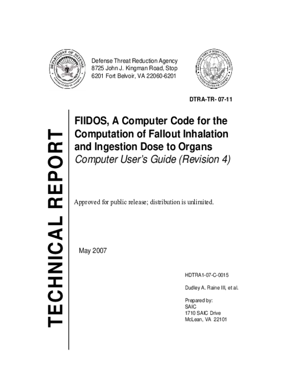 (PDF) FIIDOS--A Computer Code for the Computation of Fallout Inhalation ...