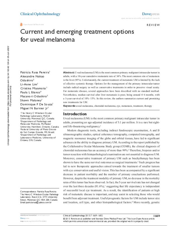 (PDF) Current and emerging treatment options for uveal melanoma