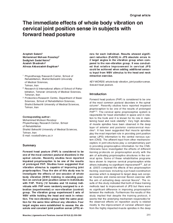 (PDF) The immediate effects of whole body vibration on cervical joint ...