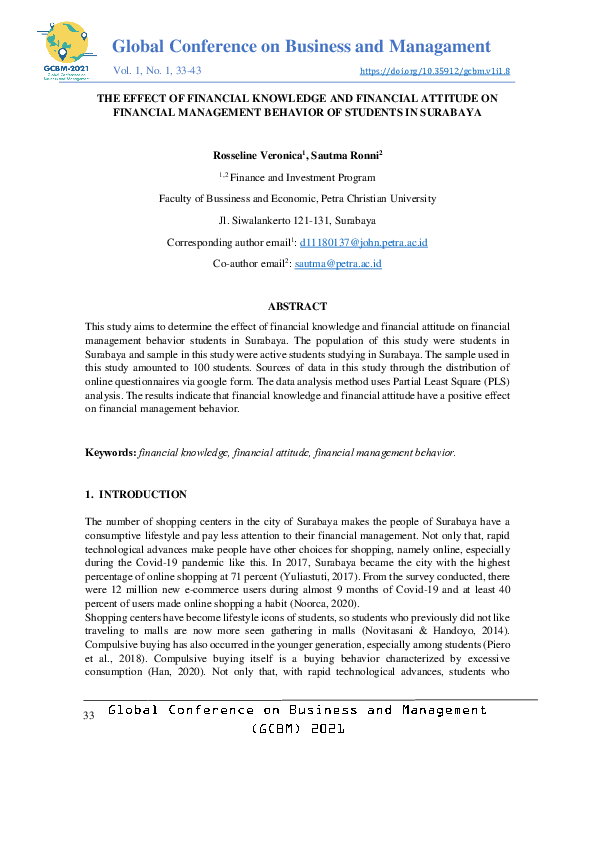 (PDF) The Effect of Financial Knowledge and Financial Attitude on ...