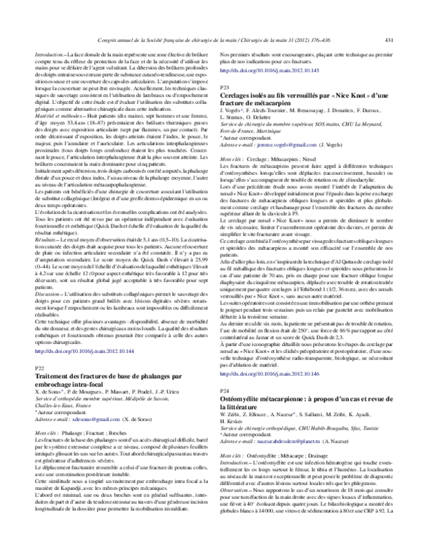 (PDF) Traitement des fractures de base de phalanges par embrochage ...