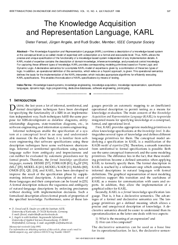 (PDF) The knowledge acquisition and representation language, KARL