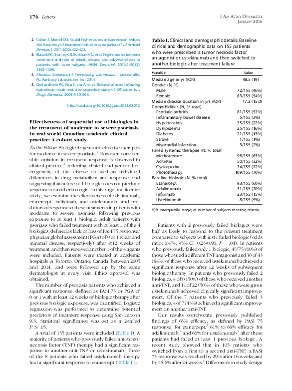 (PDF) Effectiveness of sequential use of biologics in the treatment of ...