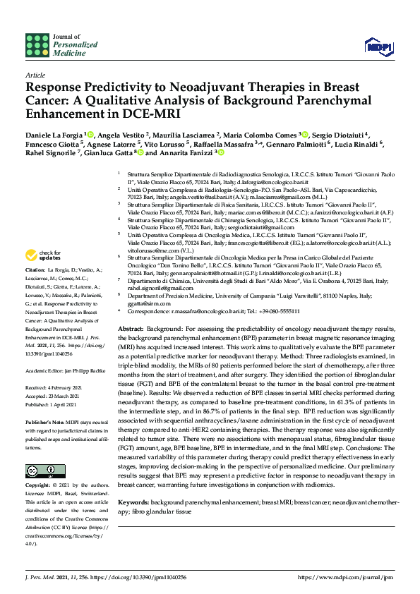 (PDF) Response Predictivity to Neoadjuvant Therapies in Breast Cancer ...
