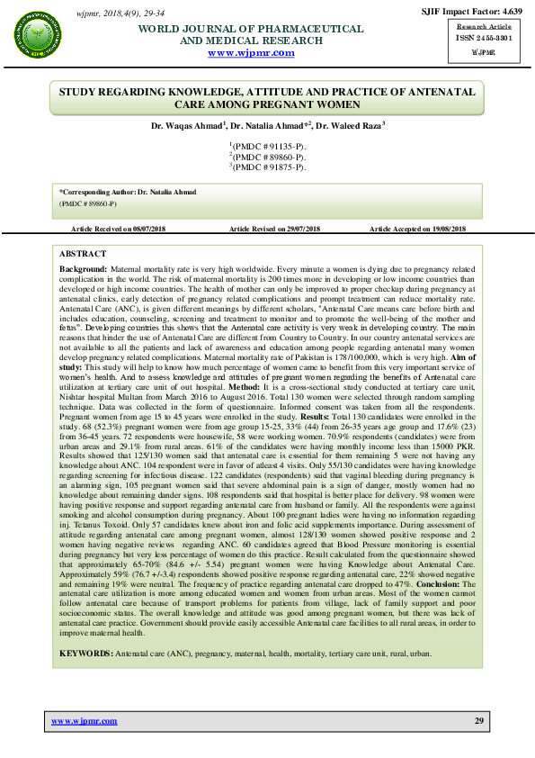 (PDF) Study Regarding Knowledge, Attitude and Practice of Antenatal ...