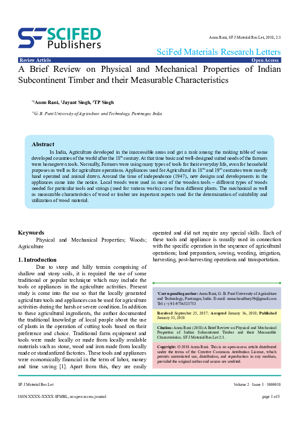 (PDF) SciFed Materials Research Letters annu chaudhary Academia.edu