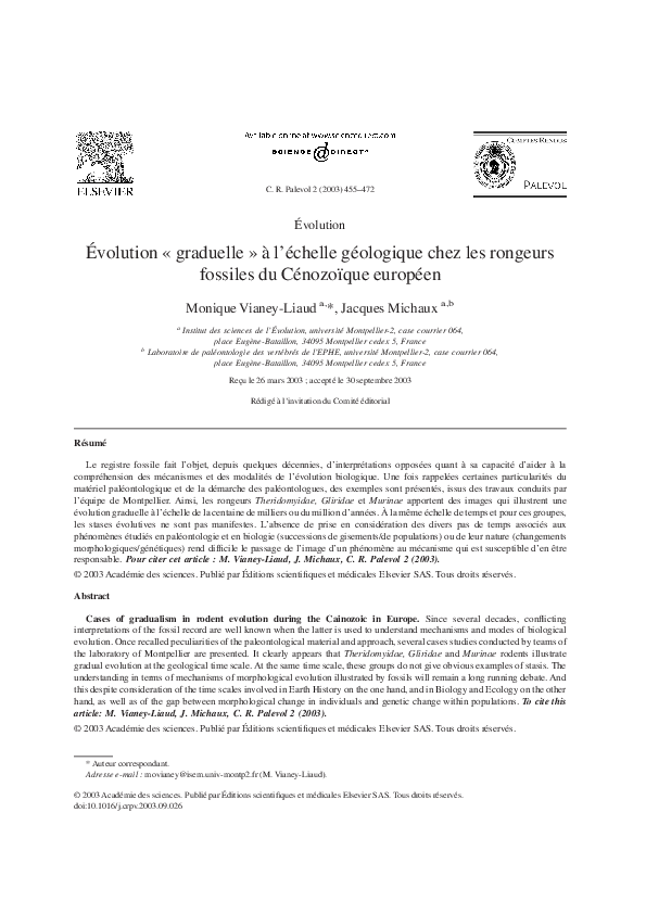 (PDF) Évolution « graduelle » à l’échelle géologique chez les rongeurs ...