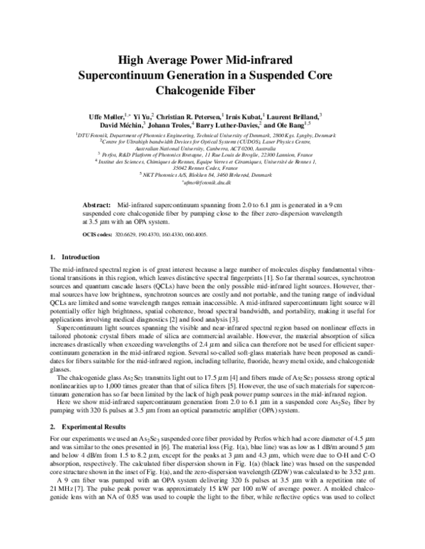 (PDF) High Average Power Mid-infrared Supercontinuum Generation in a ...