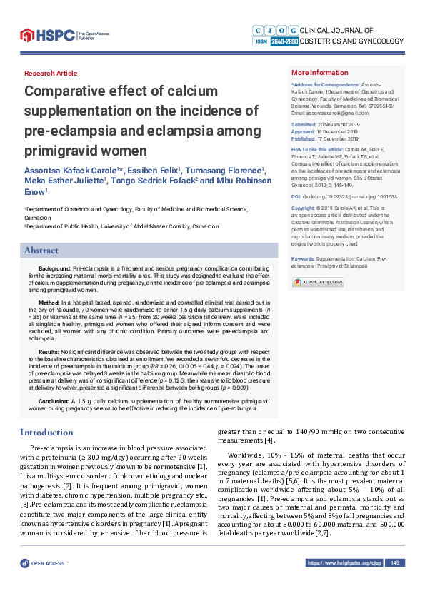 (PDF) Comparative effect of calcium supplementation on the incidence of ...