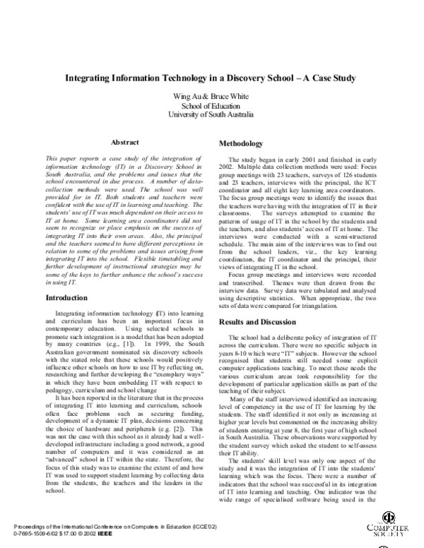 (PDF) Integrating information technology in a discovery school - a case ...