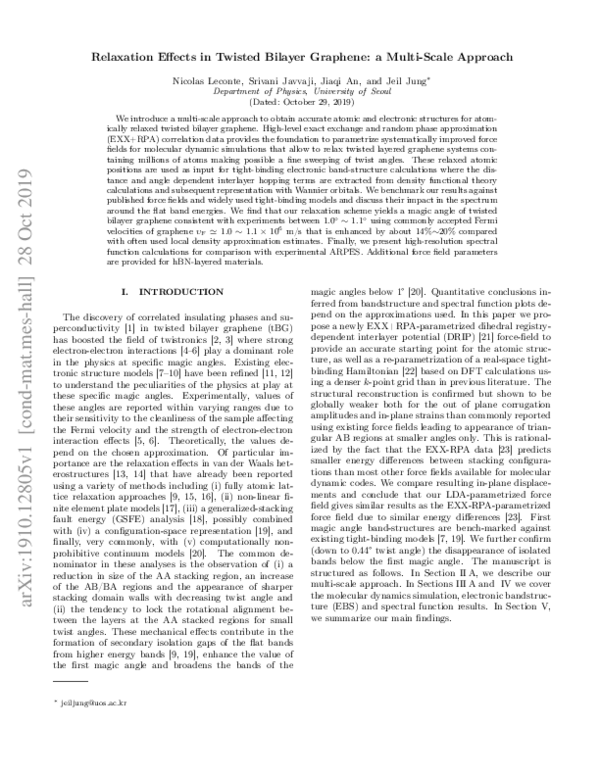 (PDF) Relaxation effects in twisted bilayer graphene: A multiscale approach