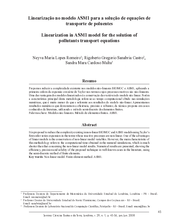 (PDF) Linearização no modelo ASM1 para a solução de equações de ...