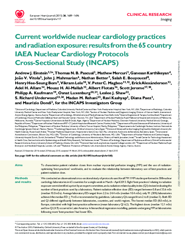 (PDF) Current worldwide nuclear cardiology practices and radiation ...