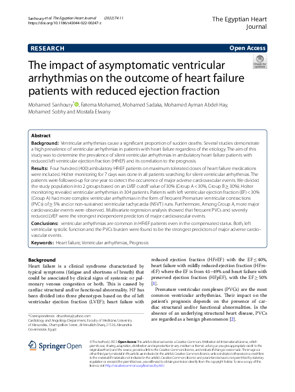 (PDF) The impact of asymptomatic ventricular arrhythmias on the outcome ...