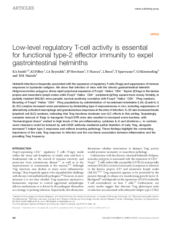 (PDF) Low-level regulatory T-cell activity is essential for functional ...