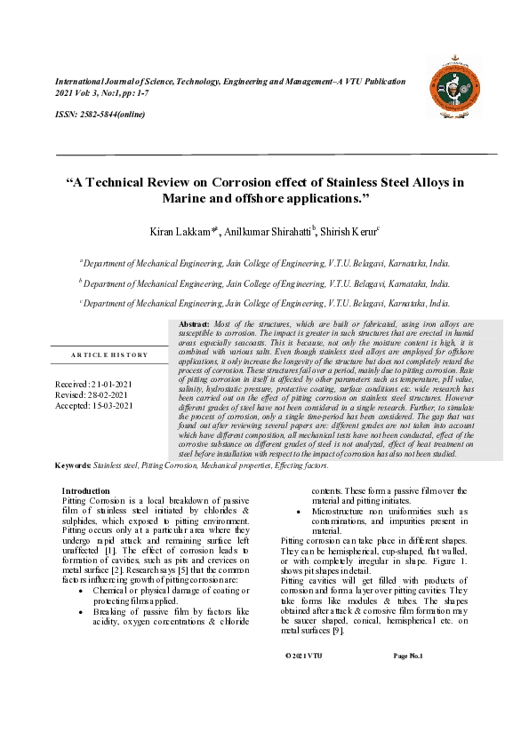 (PDF) A Technical Review on Corrosion effect of Stainless steel Alloys ...