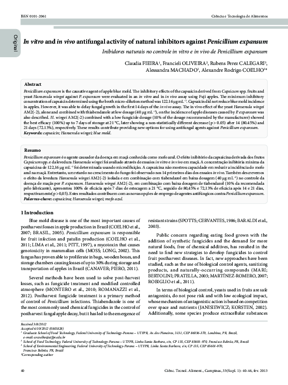(PDF) In vitro and in vivo antifungal activity of natural inhibitors ...