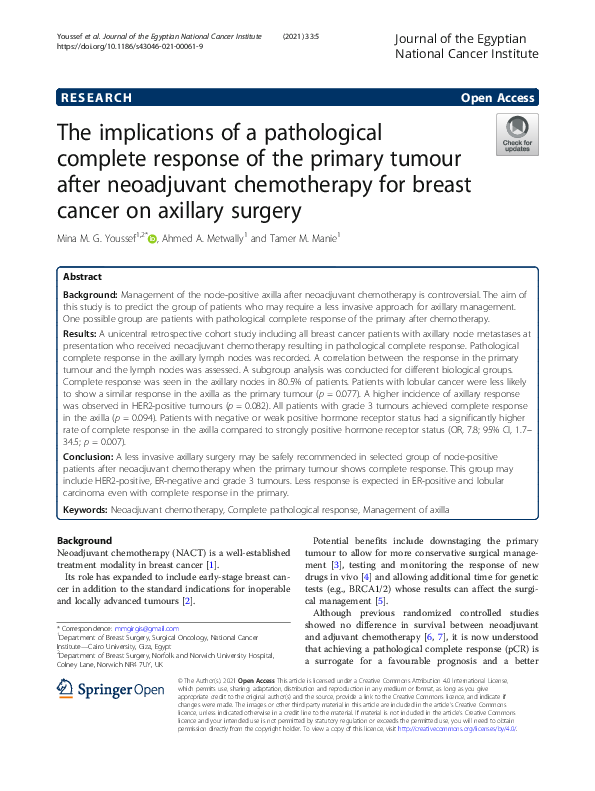 (PDF) The implications of a pathological complete response of the ...