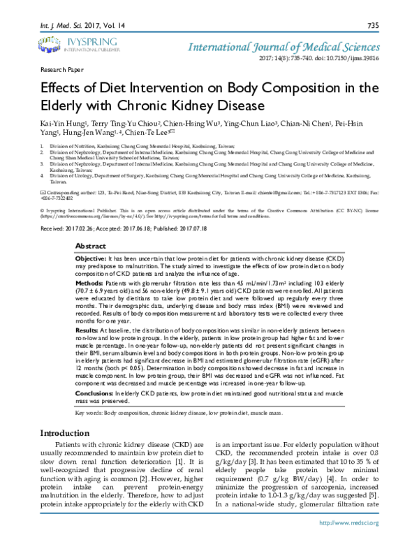 (PDF) Effects of Diet Intervention on Body Composition in the Elderly ...
