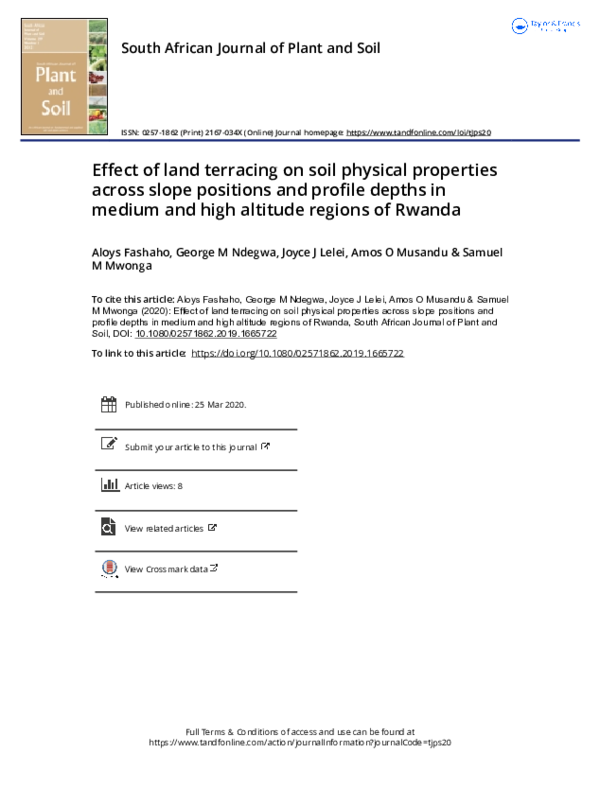 (PDF) Effect of land terracing on soil physical properties across slope ...