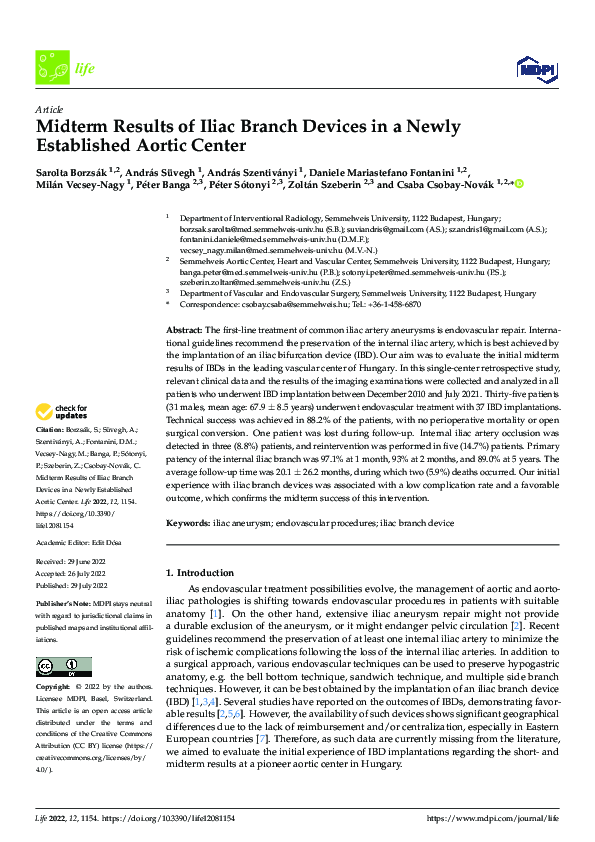 (PDF) Midterm Results of Iliac Branch Devices in a Newly Established ...