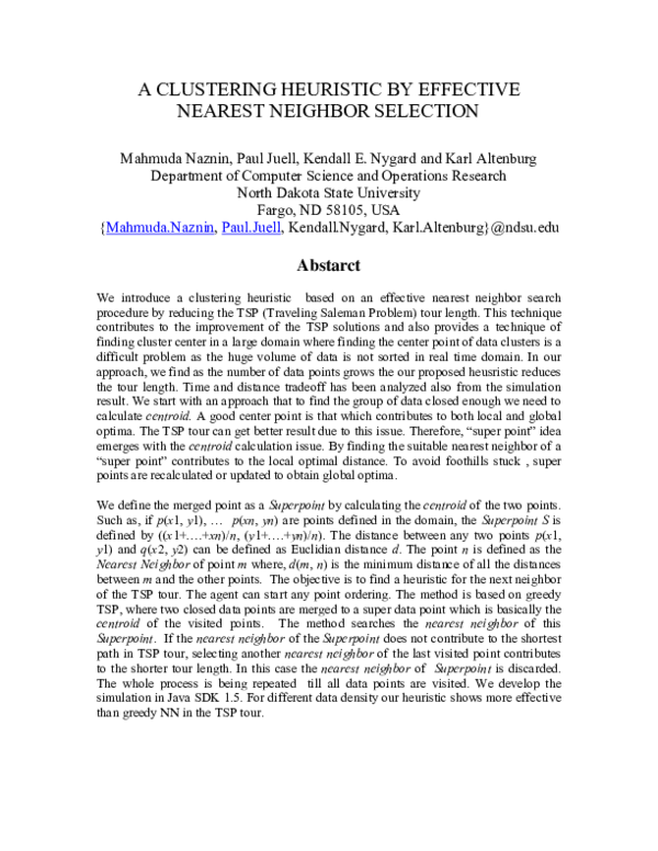 (PDF) A clustering heuristic by effective nearest neighbor selection