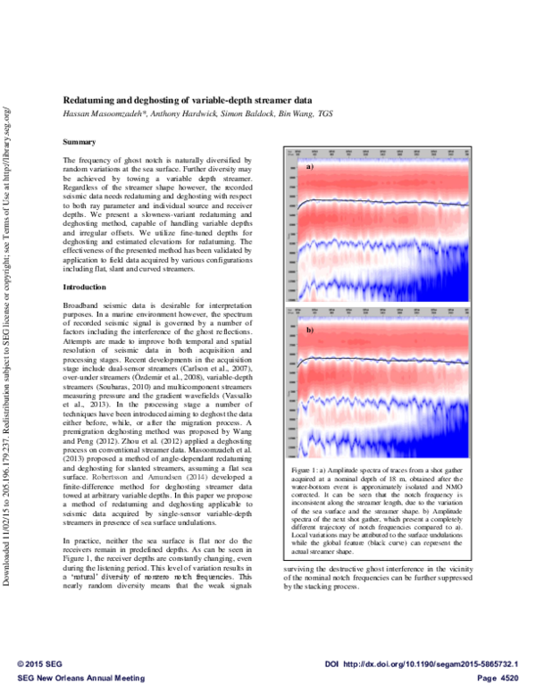 (PDF) Redatuming and deghosting of variable-depth streamer data