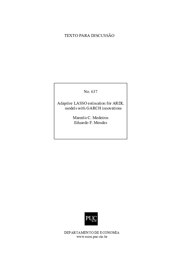 (PDF) Adaptive LASSO Estimation for ARDL Models with GARCH Innovations