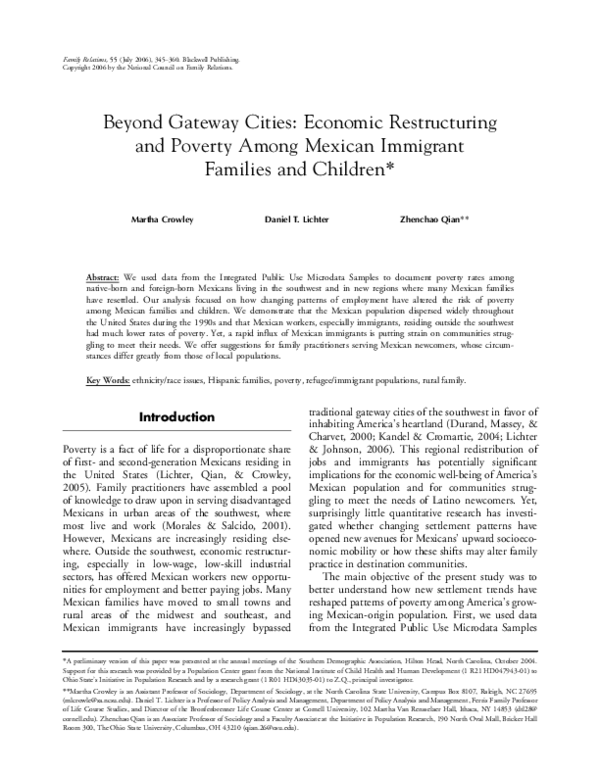 (PDF) Beyond Gateway Cities: Economic Restructuring and Poverty Among ...