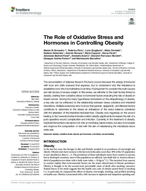 (PDF) The Role of Oxidative Stress and Hormones in Controlling Obesity