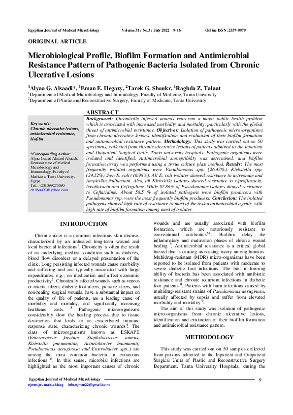 (PDF) Microbiological Profile, Biofilm Formation and Antimicrobial ...