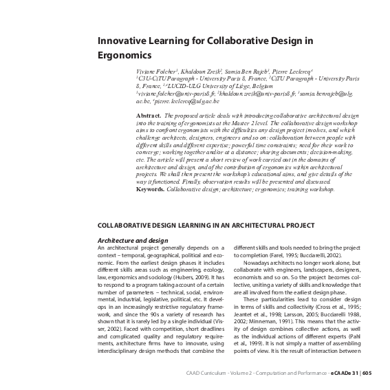 (PDF) Innovative Learning for Collaborative Design in Ergonomics