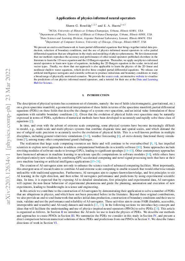 (PDF) Applications of physics informed neural operators