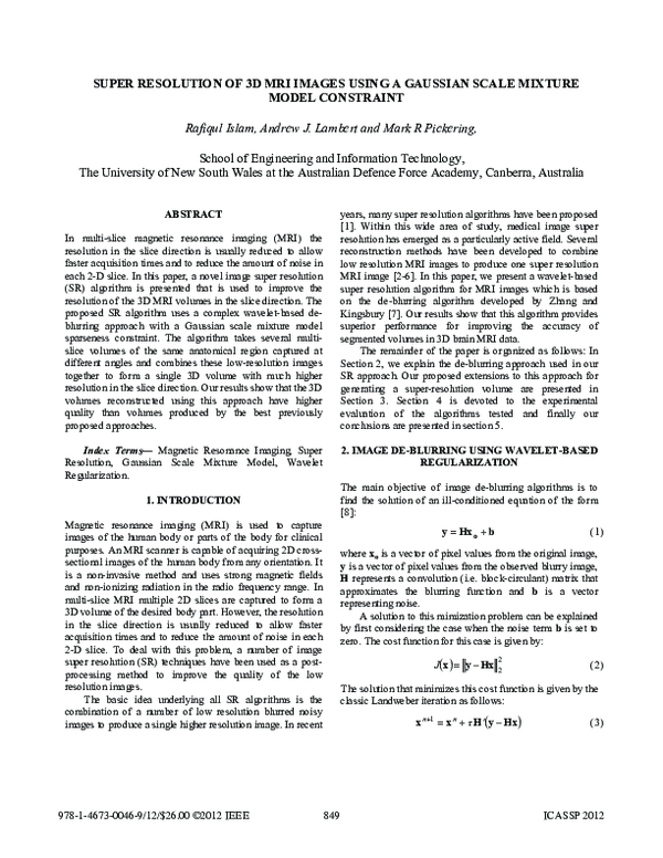(PDF) Super resolution OF 3D MRI images using a Gaussian scale mixture ...