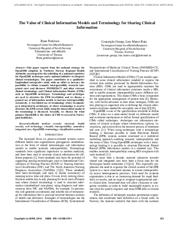 (PDF) The Value of Clinical Information Models and Terminology for ...