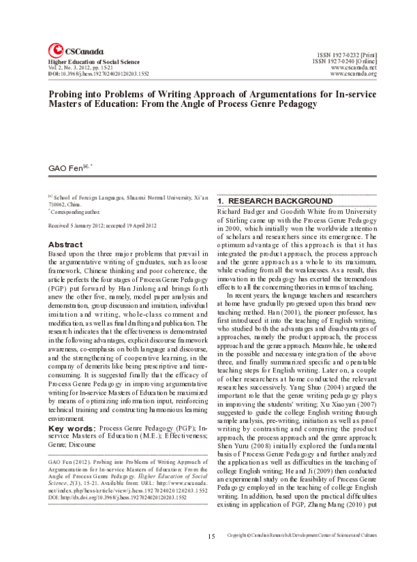 (PDF) A process genre approach to teaching writing