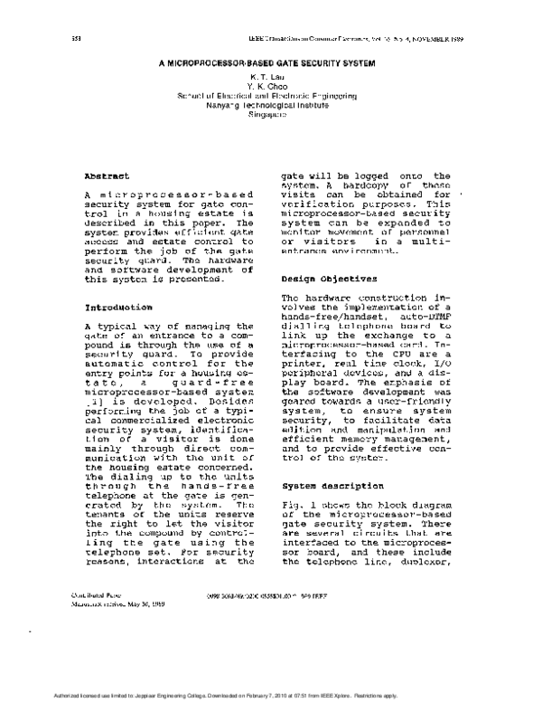(PDF) A microprocessor-based gate security system