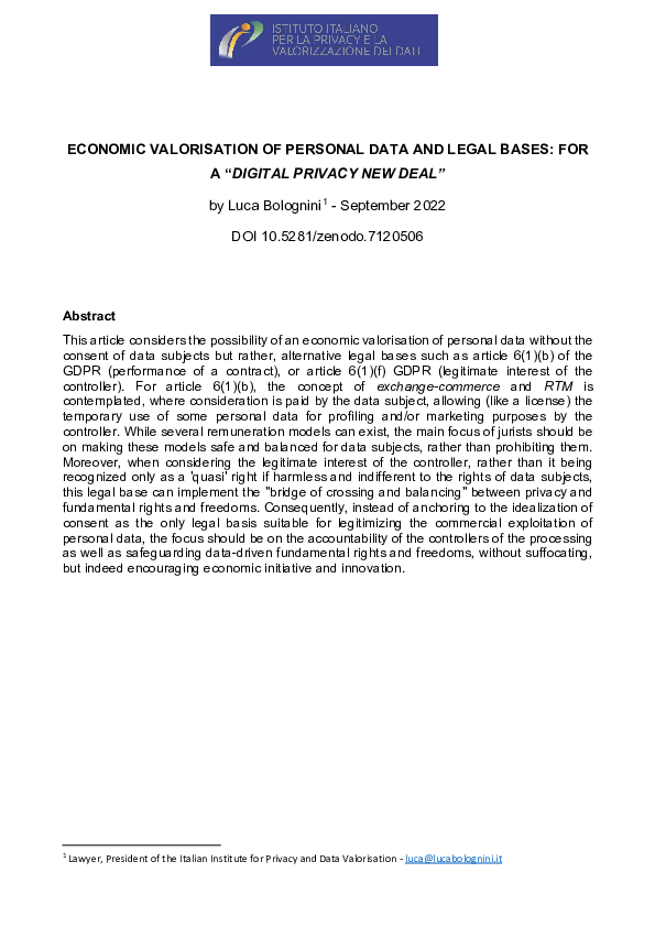 pdf-economic-valorisation-of-personal-data-and-legal-bases-for-a