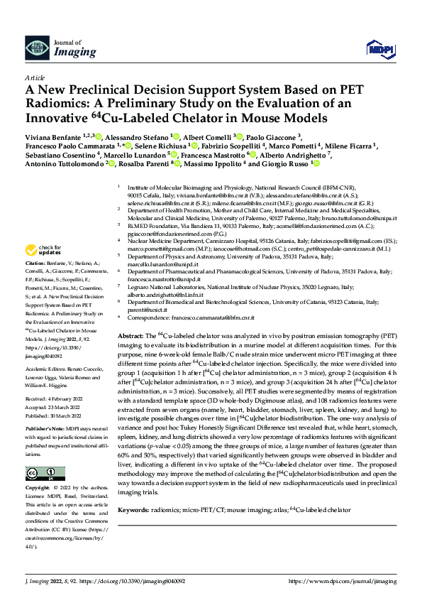 (PDF) A New Preclinical Decision Support System Based on PET Radiomics ...