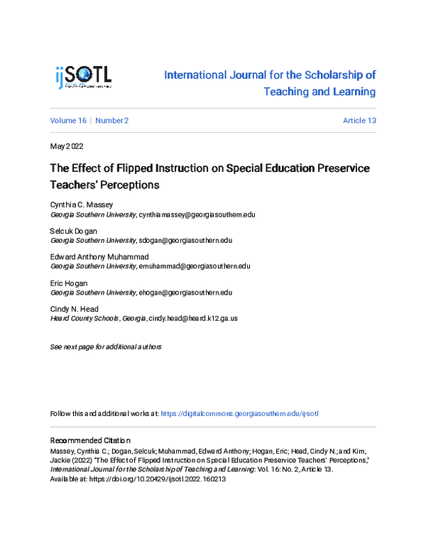 (PDF) The Effect of Flipped Instruction on Special Education Preservice ...