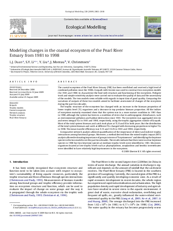 (PDF) Modeling changes in the coastal ecosystem of the Pearl River ...