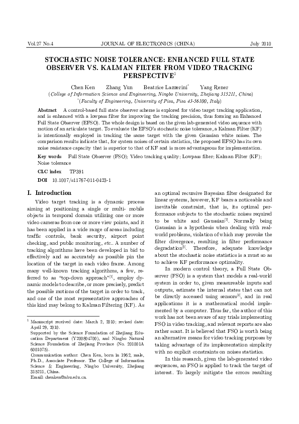 (PDF) Stochastic noise tolerance: Enhanced full state observer vs ...