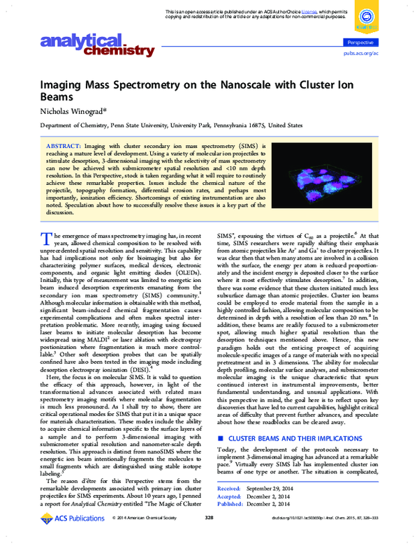 (PDF) Imaging mass spectrometry on the nanoscale with cluster ion beams