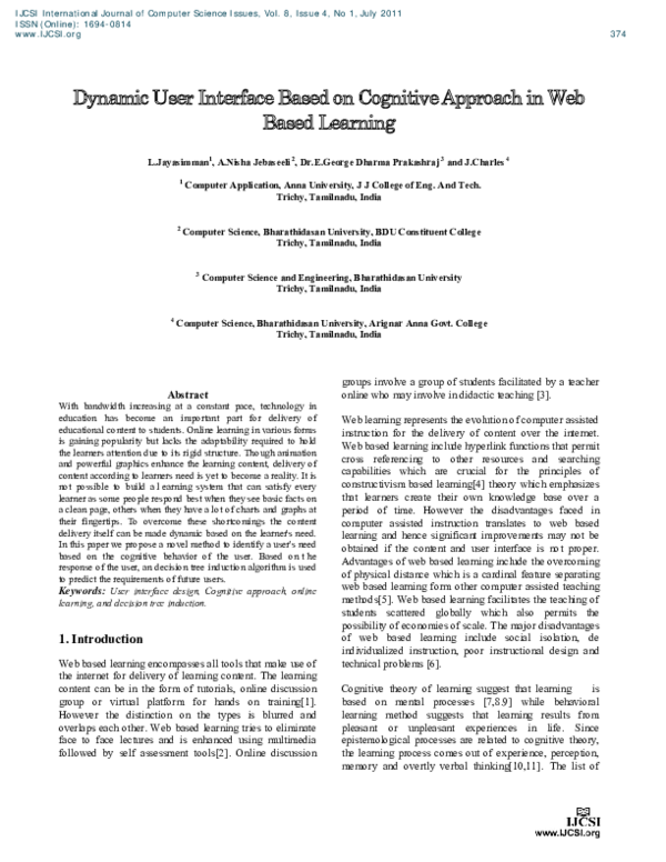 (PDF) Dynamic User Interface Based on Cognitive Approach in Web Based ...