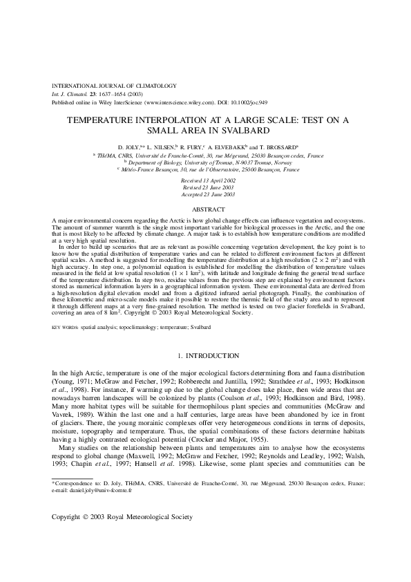 (PDF) Temperature interpolation at a large scale: test on a small area ...