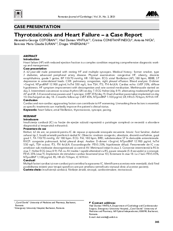 Pdf Thyrotoxicosis And Heart Failure A Case Report
