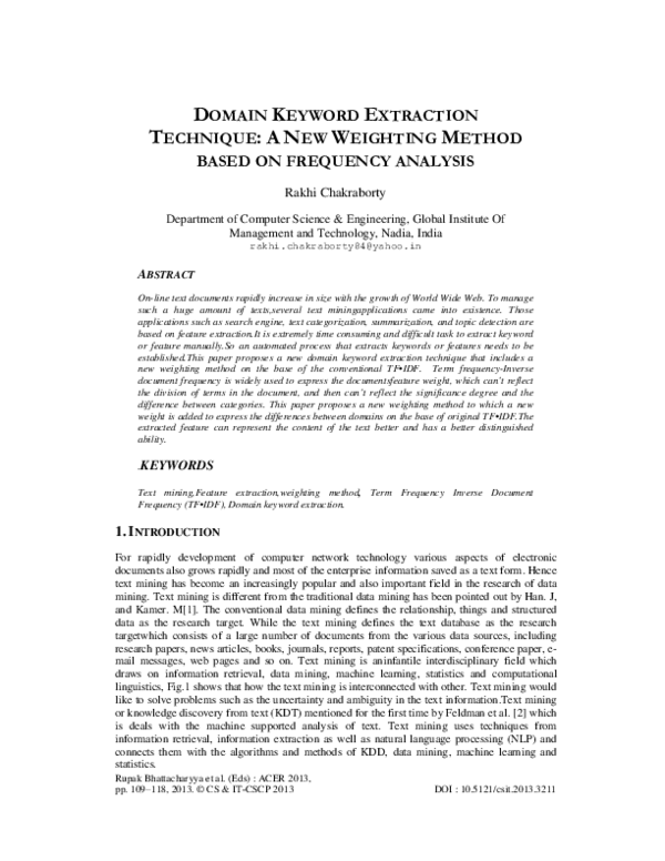 (PDF) Domain Keyword Extraction Technique: A New Weighting Method Based ...